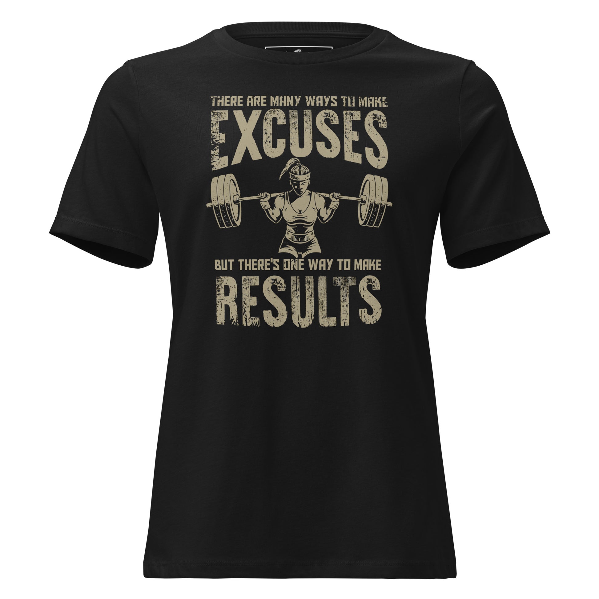 Excuses vs. Results Black Motivational Women’s T-Shirt