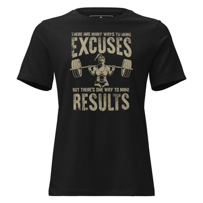 Excuses vs. Results Black Motivational Women’s T-Shirt