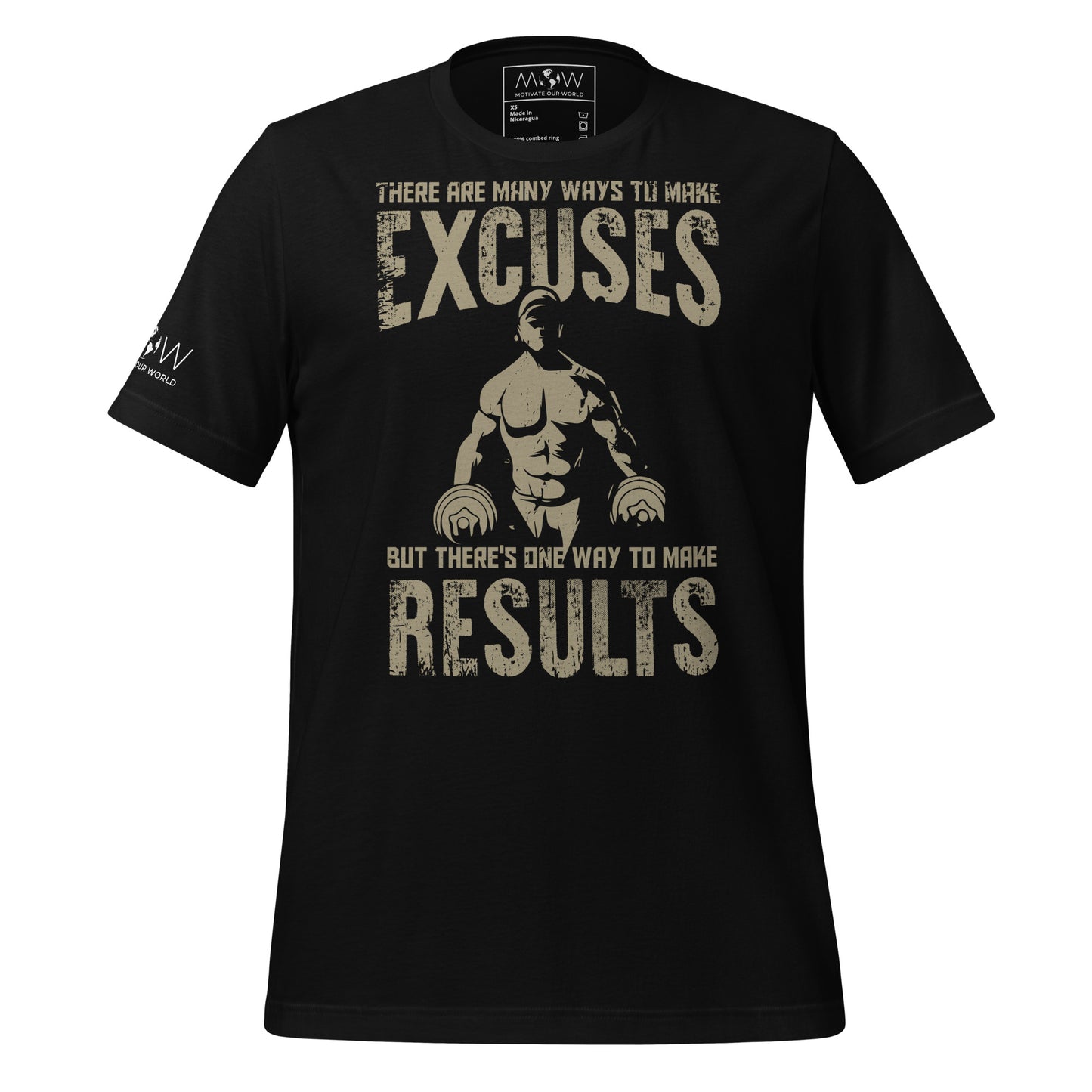Excuses vs. Results Men's Motivational Black T-Shirt