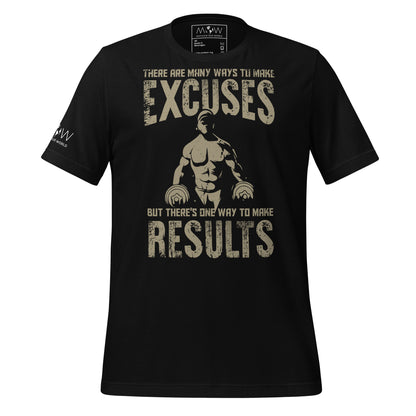 Excuses vs. Results Men's Motivational Black T-Shirt