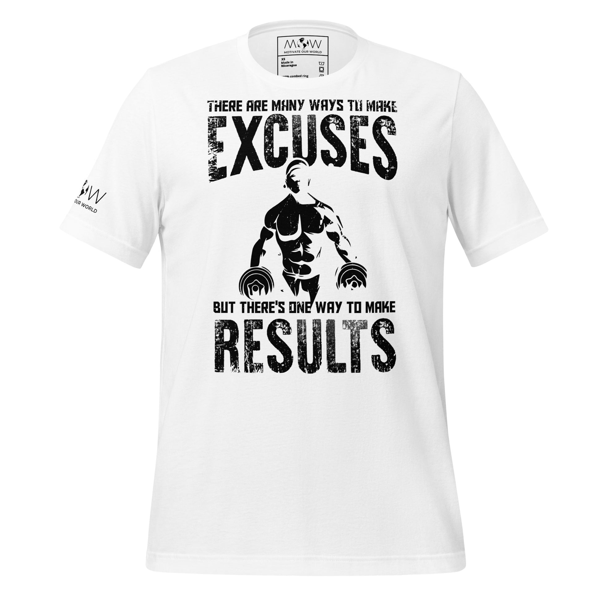 Excuses vs. Results Men's Motivational White T-Shirt