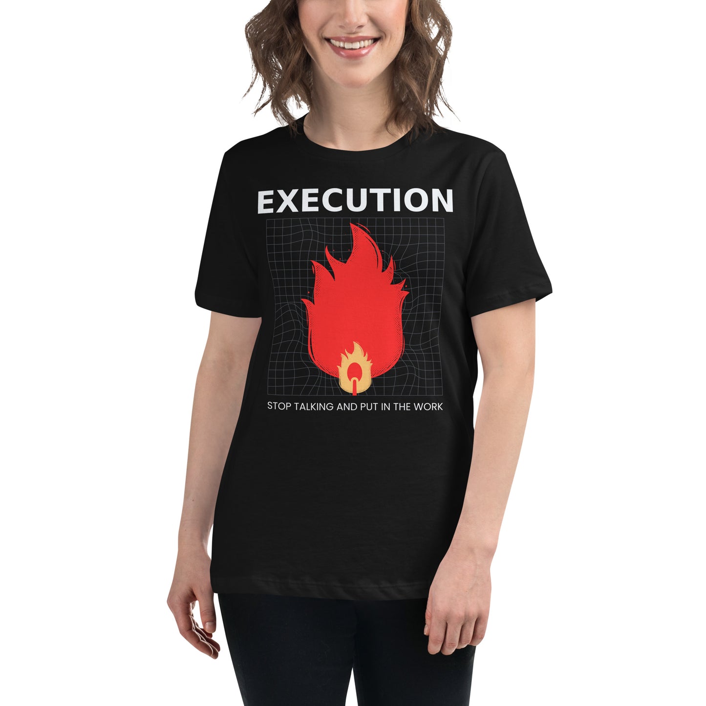 Execution V Black Motivational Women’s T-Shirt Lifestyle
