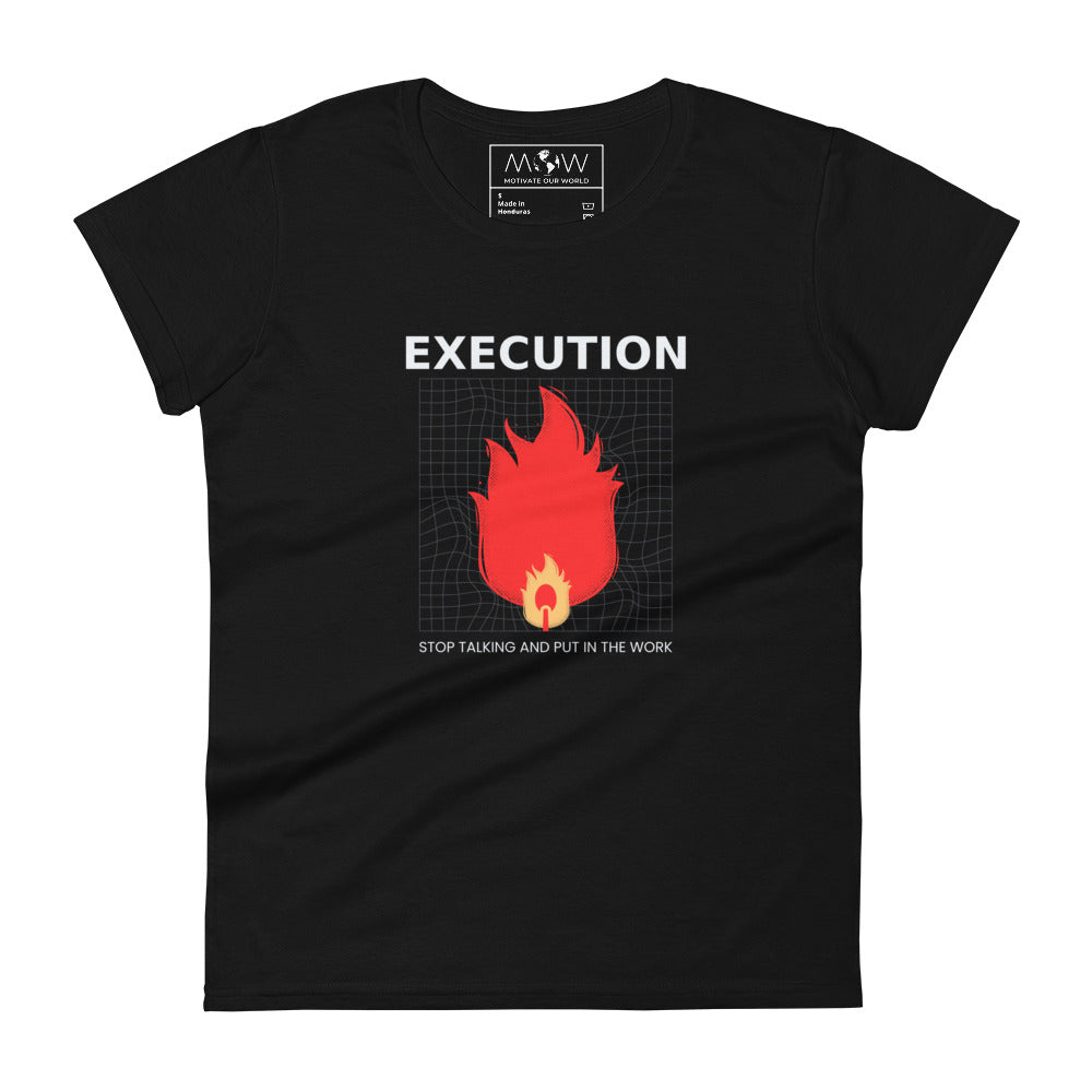 Execution V Women's Motivational Black  T-Shirt