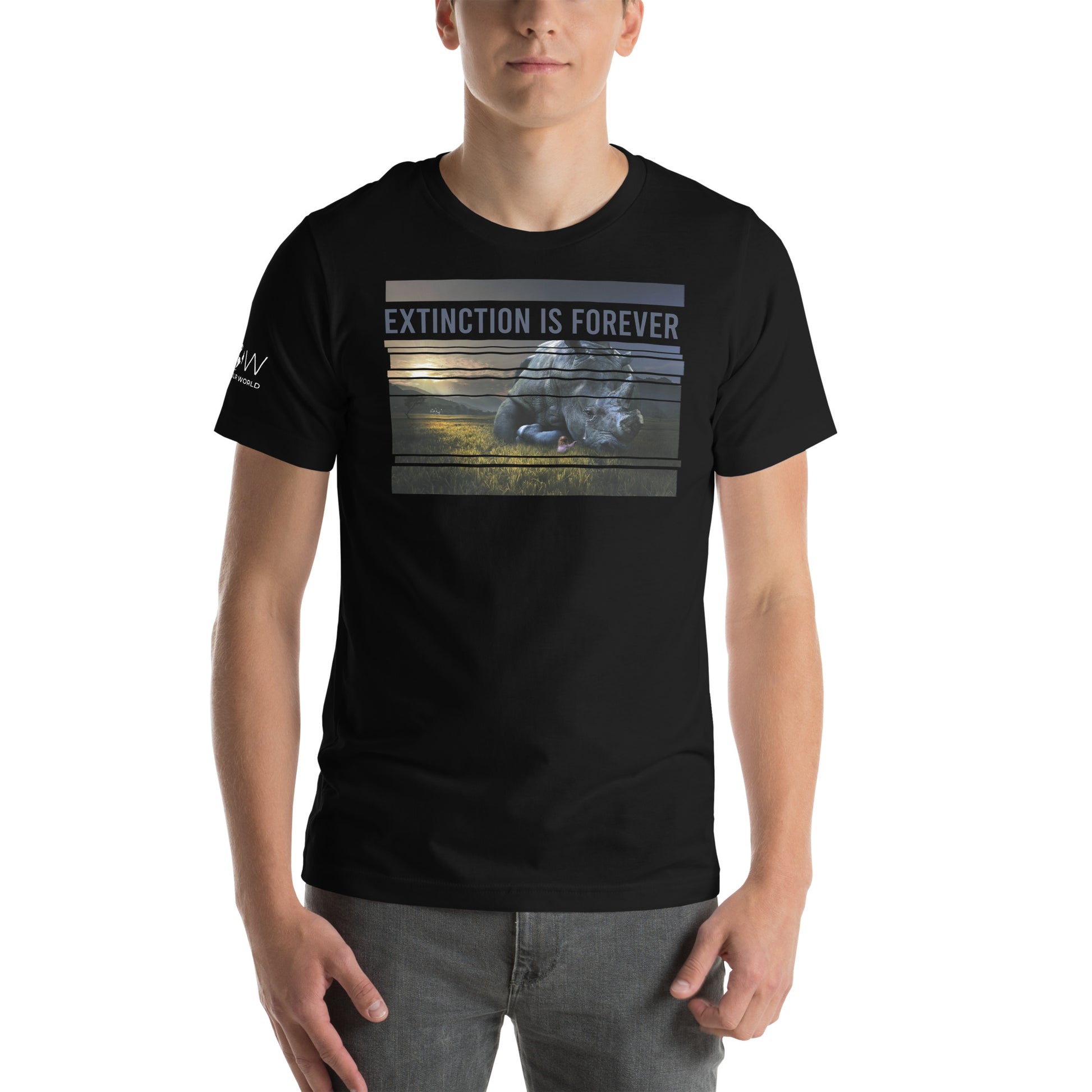 Extinction Is Forever - Crying Rhino Black Motivational Men's T-Shirt