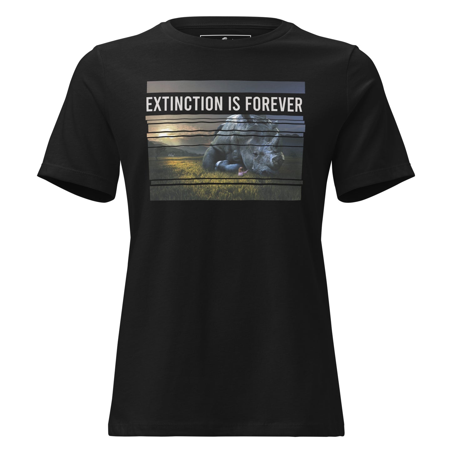 Extinction Is Forever - Crying Rhino Black Motivational Women’s T-Shirt
