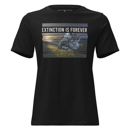 Extinction Is Forever - Crying Rhino Black Motivational Women’s T-Shirt