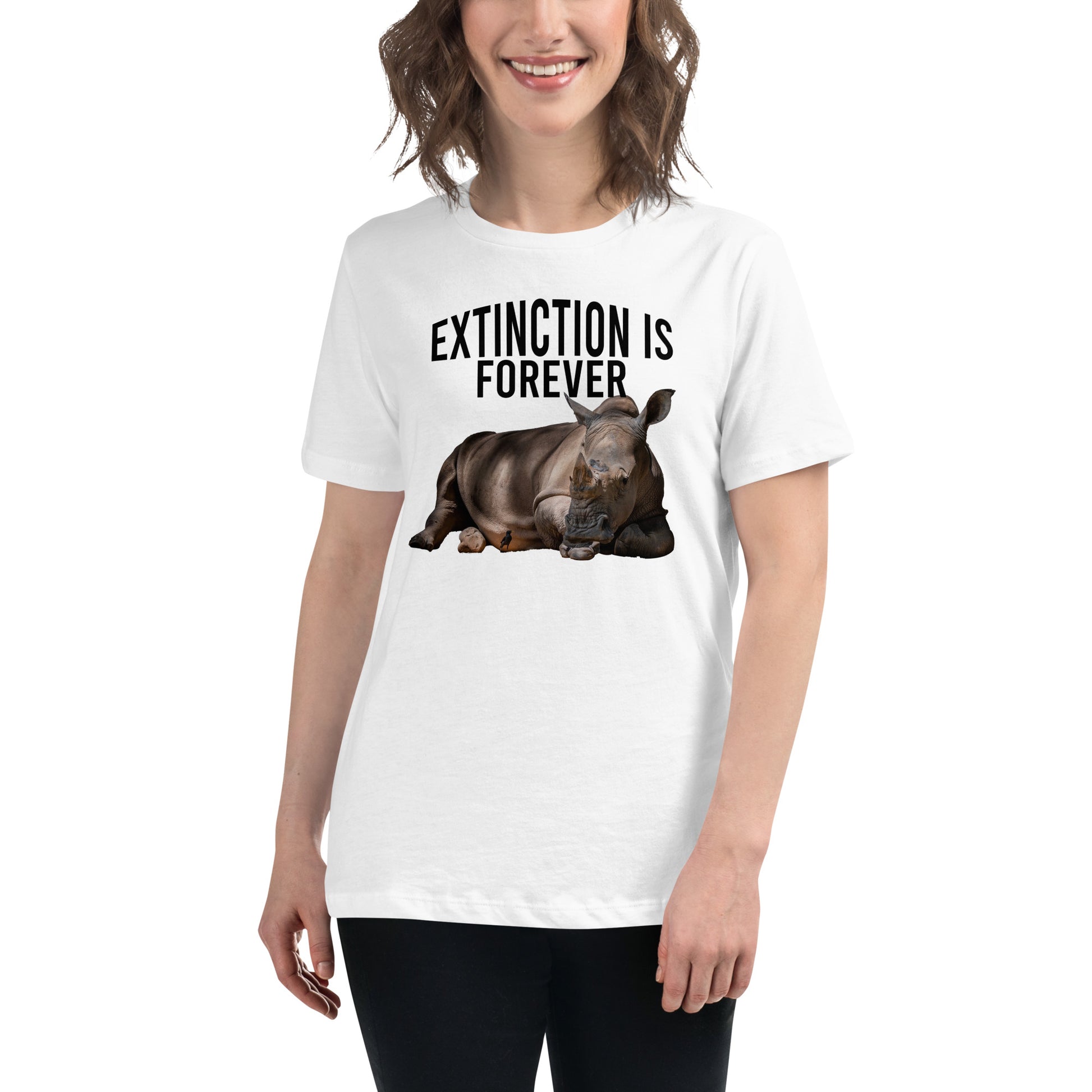 Extinction Is Forever - Rhino White Motivational Women’s T-Shirt Lifestyle