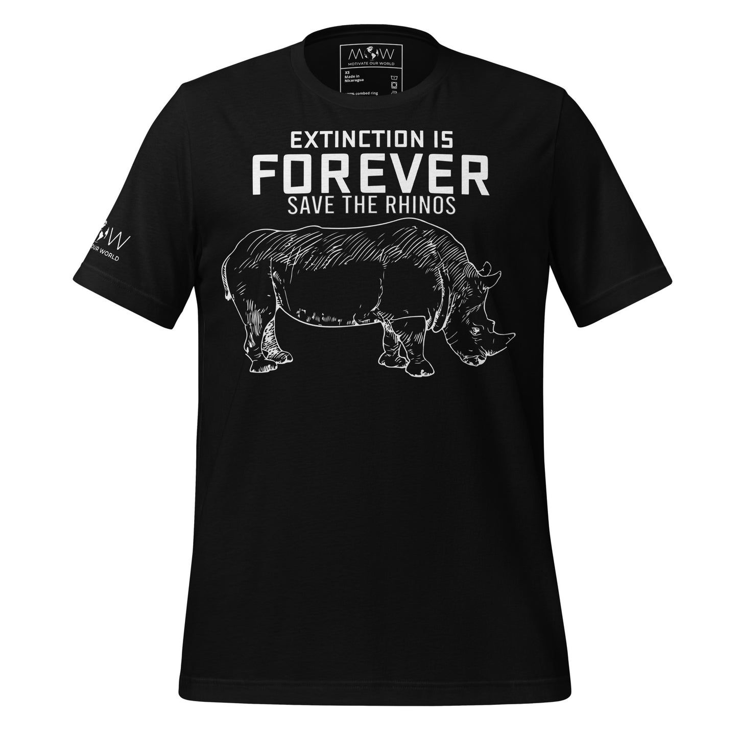 Extinction Is Forever – Save the Rhinos Black Motivational Men's T-Shirt
