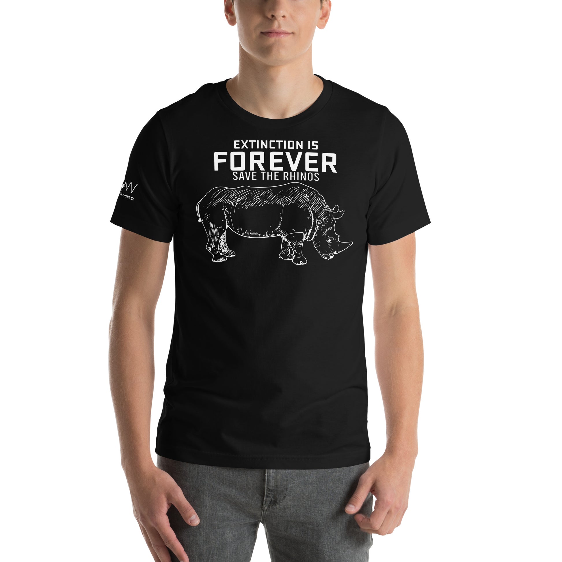 Extinction Is Forever – Save the Rhinos Black Motivational Men's T-Shirt