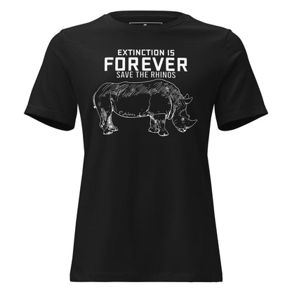 Extinction Is Forever – Save the Rhinos Black Motivational Women’s T-Shirt