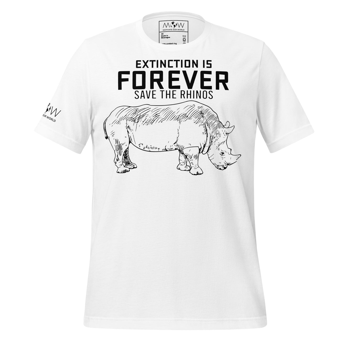 Extinction Is Forever – Save the Rhinos White Motivational Men's T-Shirt
