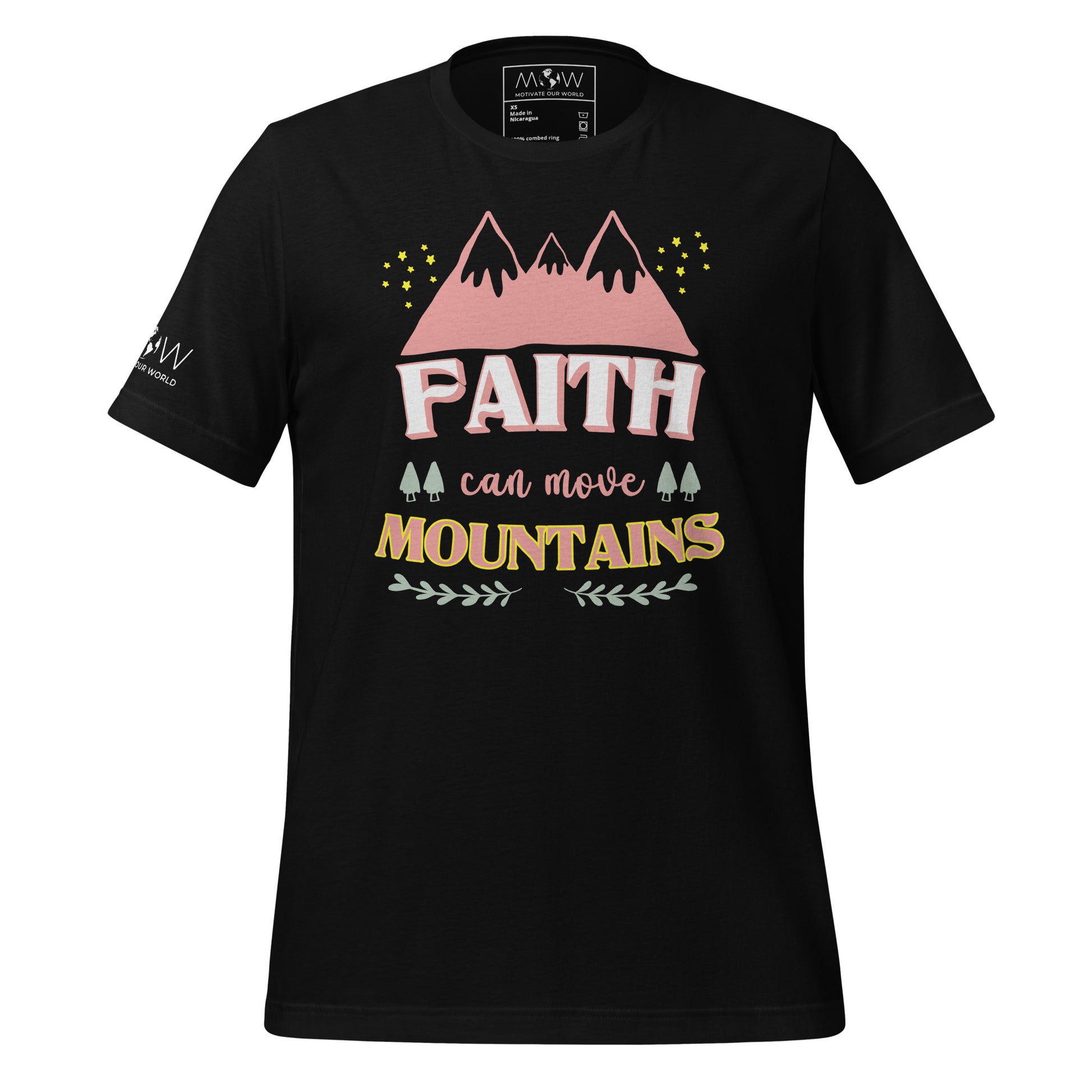 Faith Can Move Mountains Men's Motivational Black T-Shirt