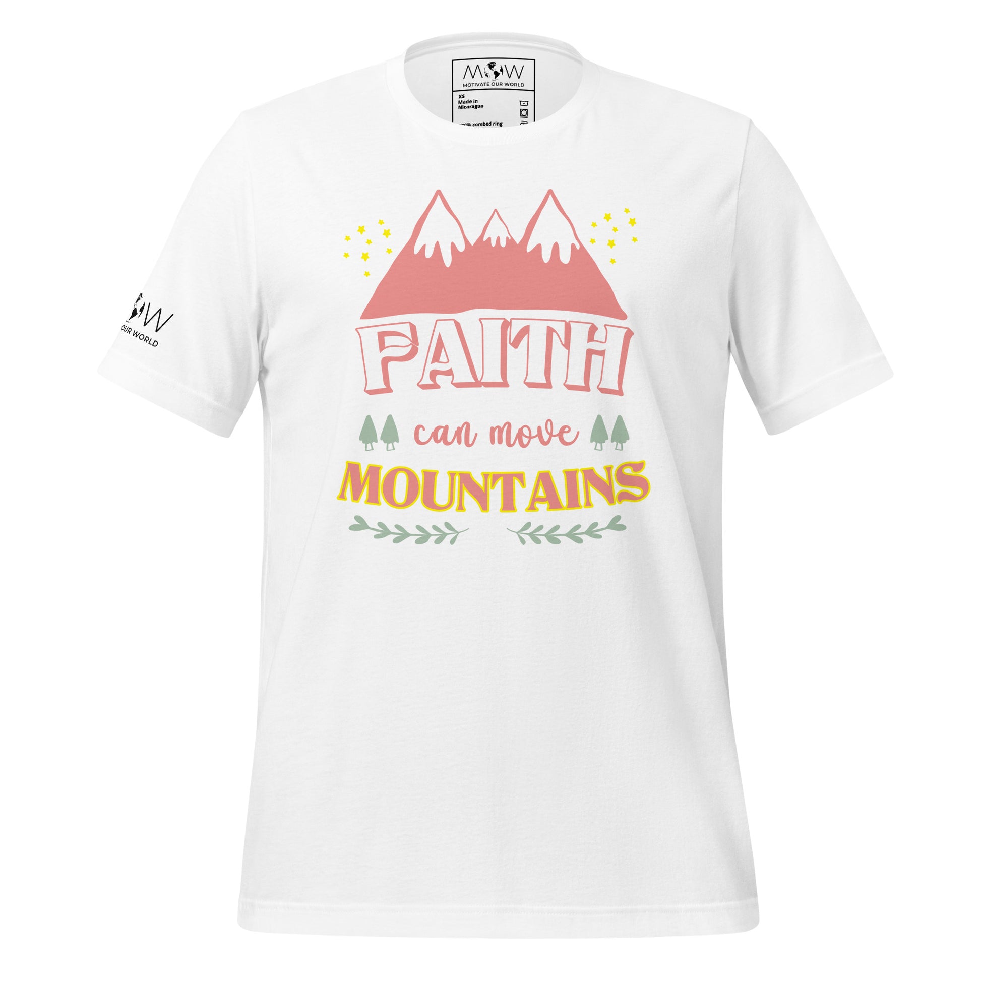 Faith Can Move Mountains Men's Motivational White T-Shirt