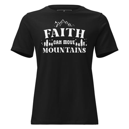Faith Can Move Mountains Night Sky Black Motivational Women’s T-Shirt