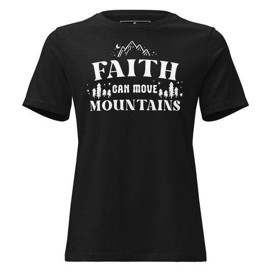Faith Can Move Mountains Night Sky Black Motivational Women’s T-Shirt