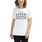 Faith Can Move Mountains Night Sky White Motivational Women’s T-Shirt Lifestyle