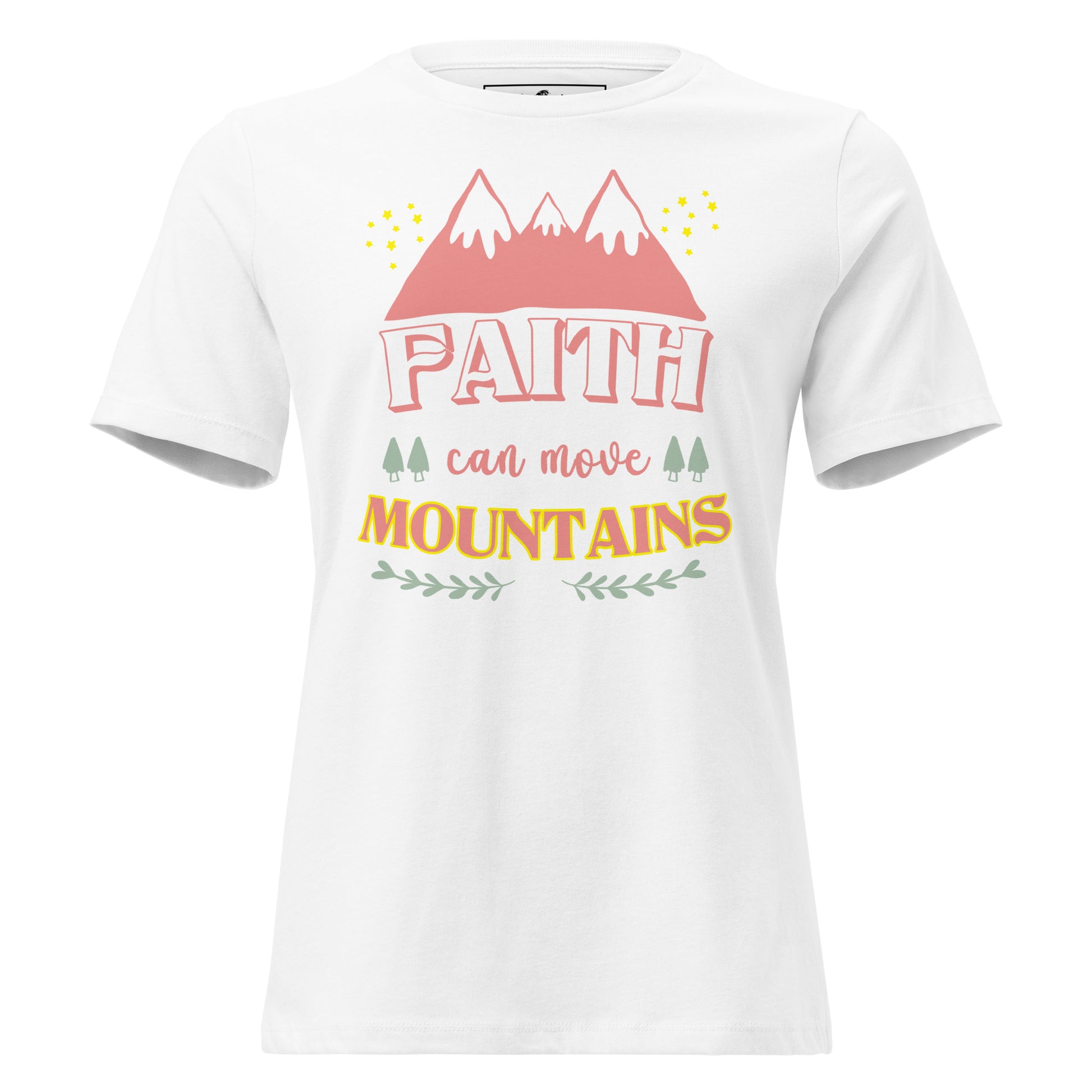 Faith Can Move Mountains White Motivational Women’s T-Shirt