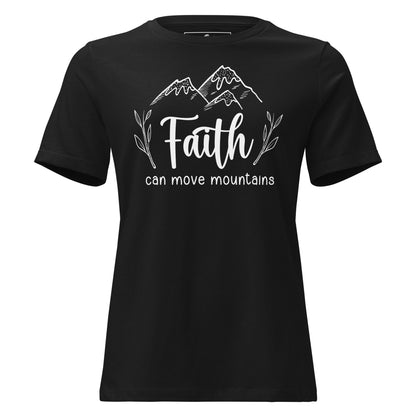 Faith Moves Mountains Black Motivational Women’s T-Shirt