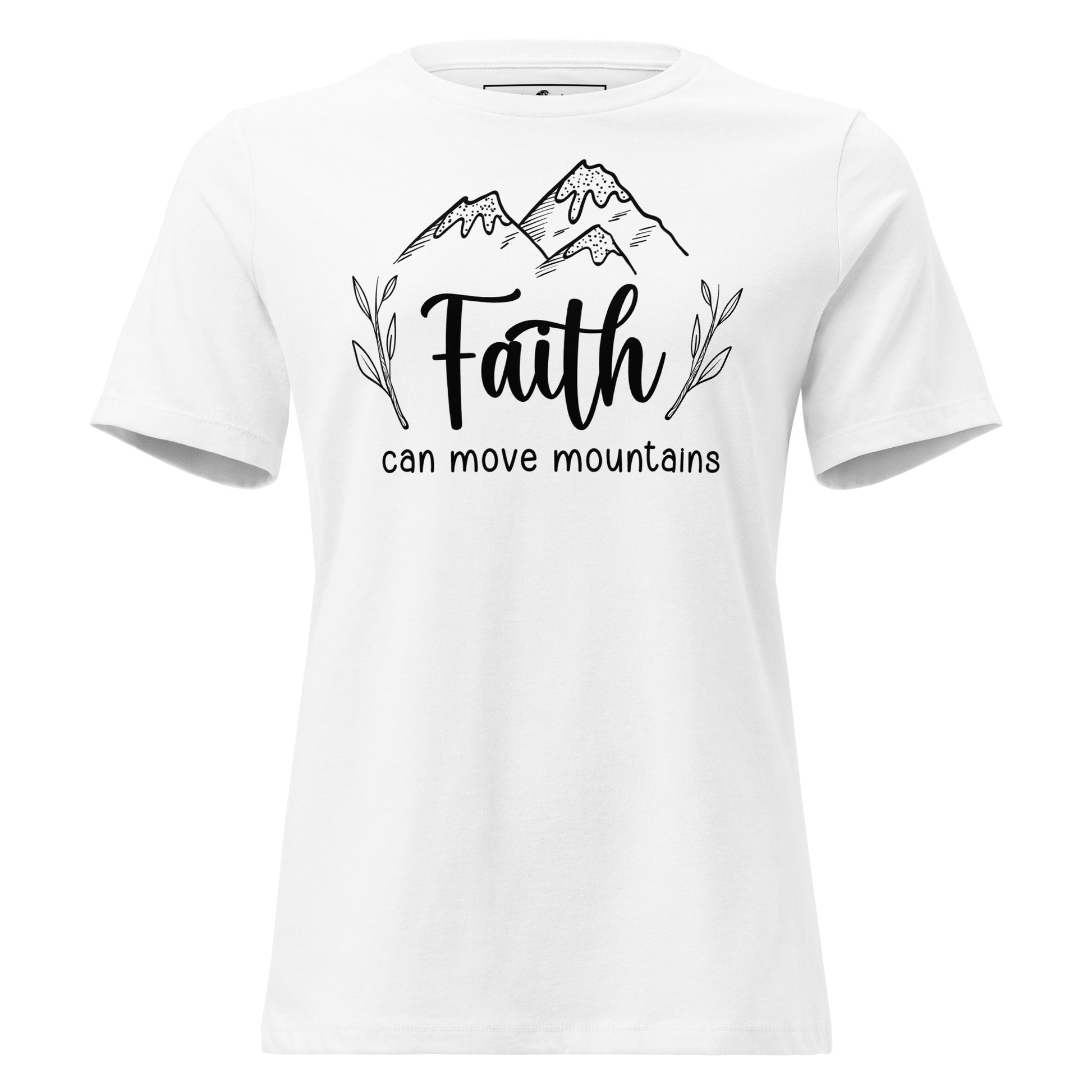 Faith Moves Mountains White Motivational Women’s T-Shirt