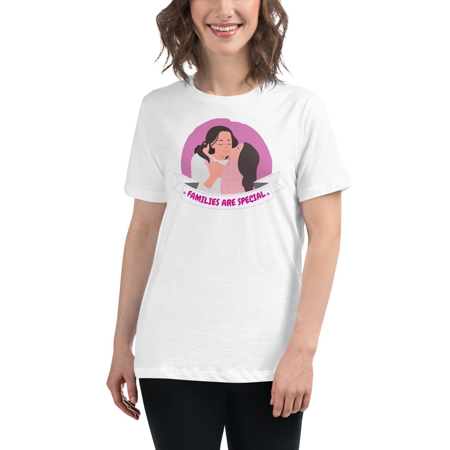 Families Are Special Mom & Daughter White Motivational Women’s T-Shirt Lifestyle