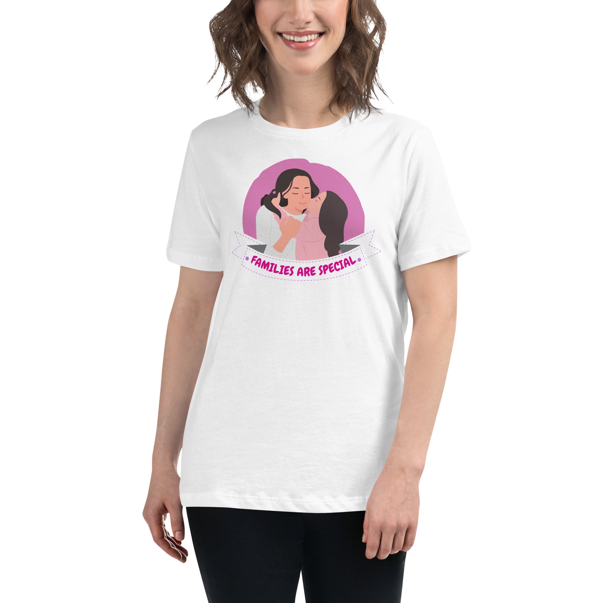 Families Are Special Mom & Daughter White Motivational Women’s T-Shirt Lifestyle