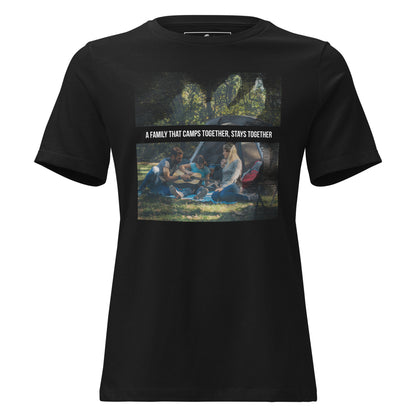 Family Camps Together, Stays Together Black Motivational Women’s T-Shirt