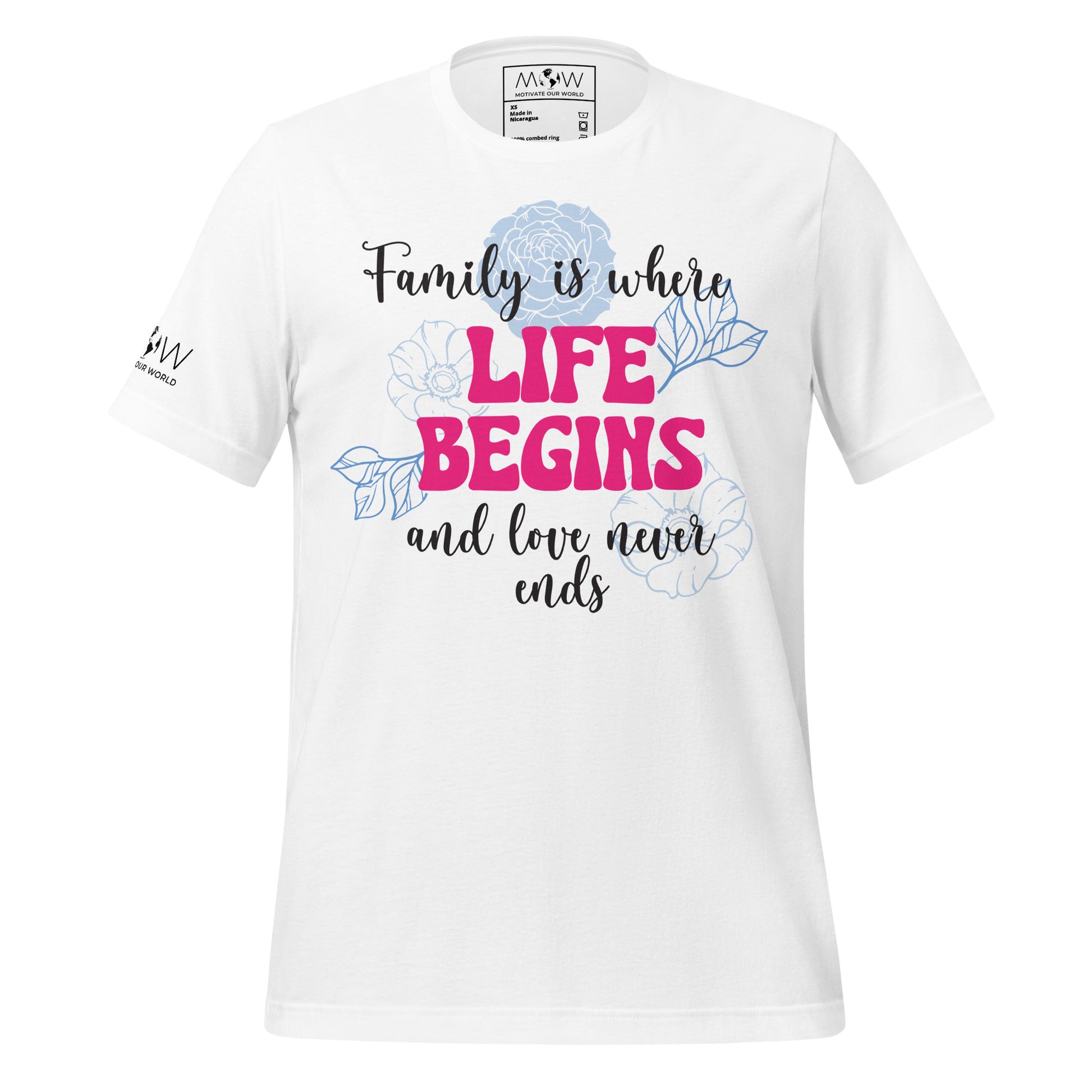 Family Is Where Life Begins – Floral Edition White Motivational Men's T-Shirt