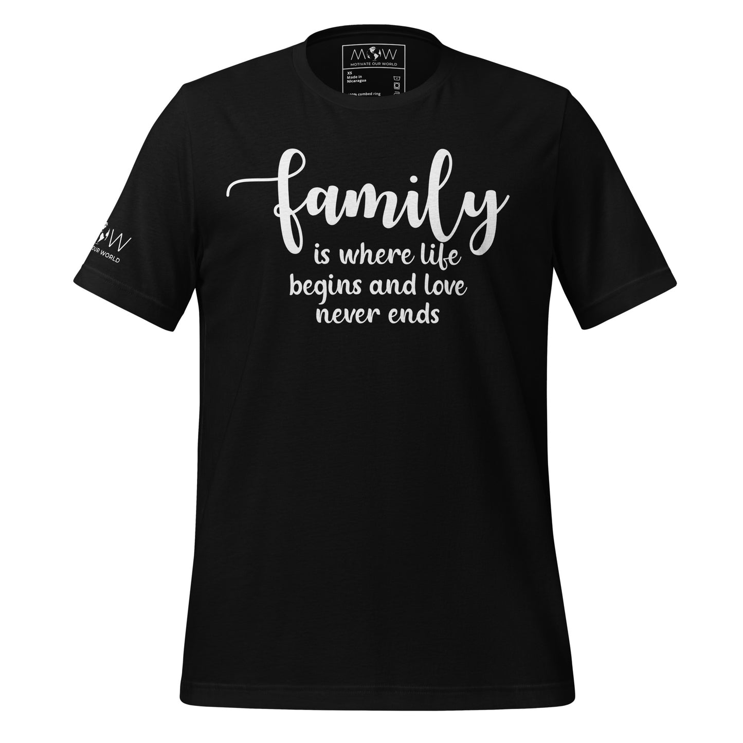 Family Is Where Life Begins – Script Edition Black Motivational Men's T-Shirt