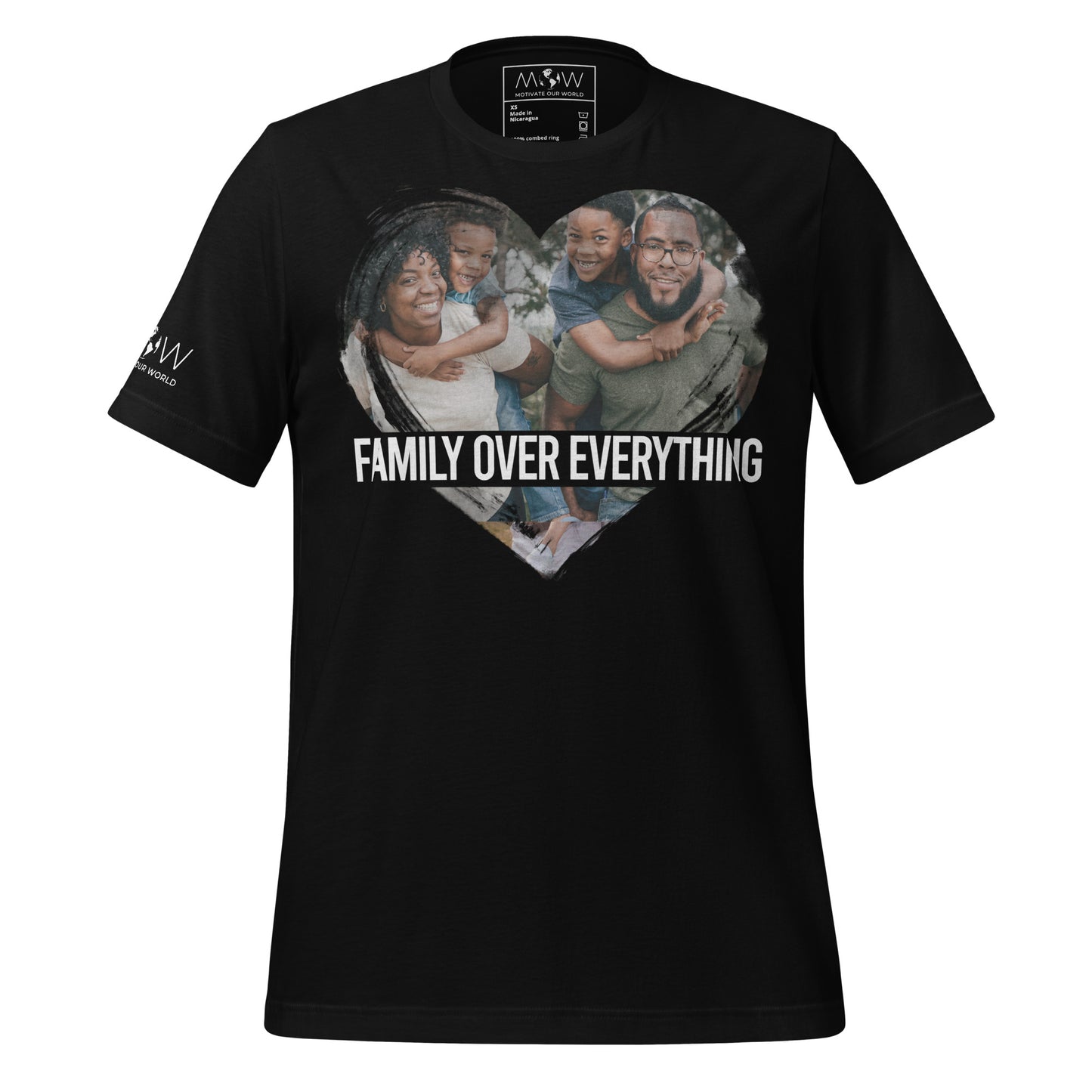 Family Over Everything- Heart Edition Black Motivational Men's T-Shirt