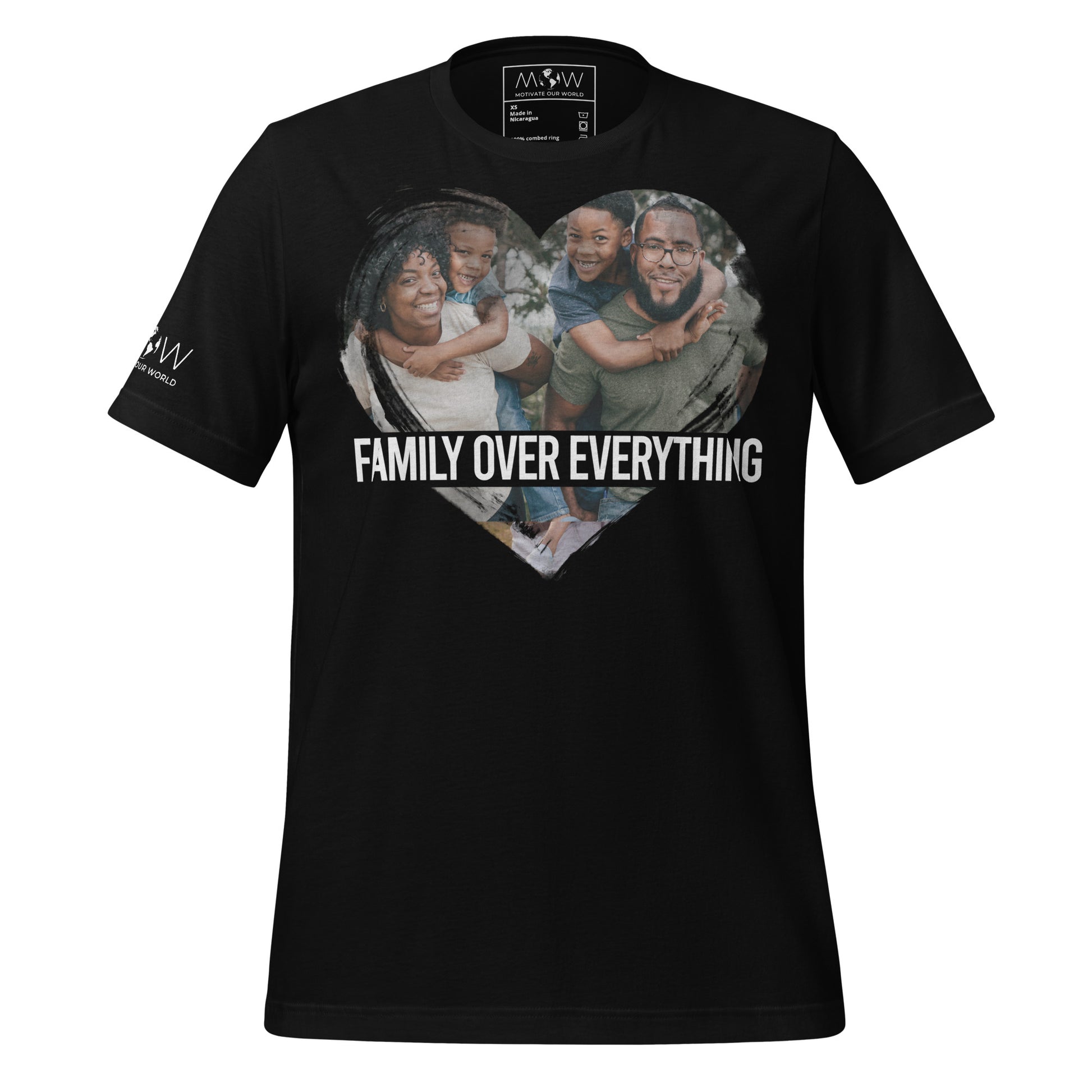 Family Over Everything- Heart Edition Black Motivational Men's T-Shirt