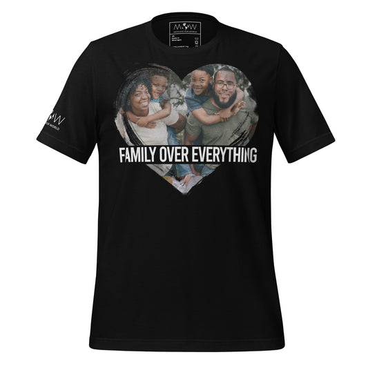 Family Over Everything- Heart Edition Black Motivational Men's T-Shirt