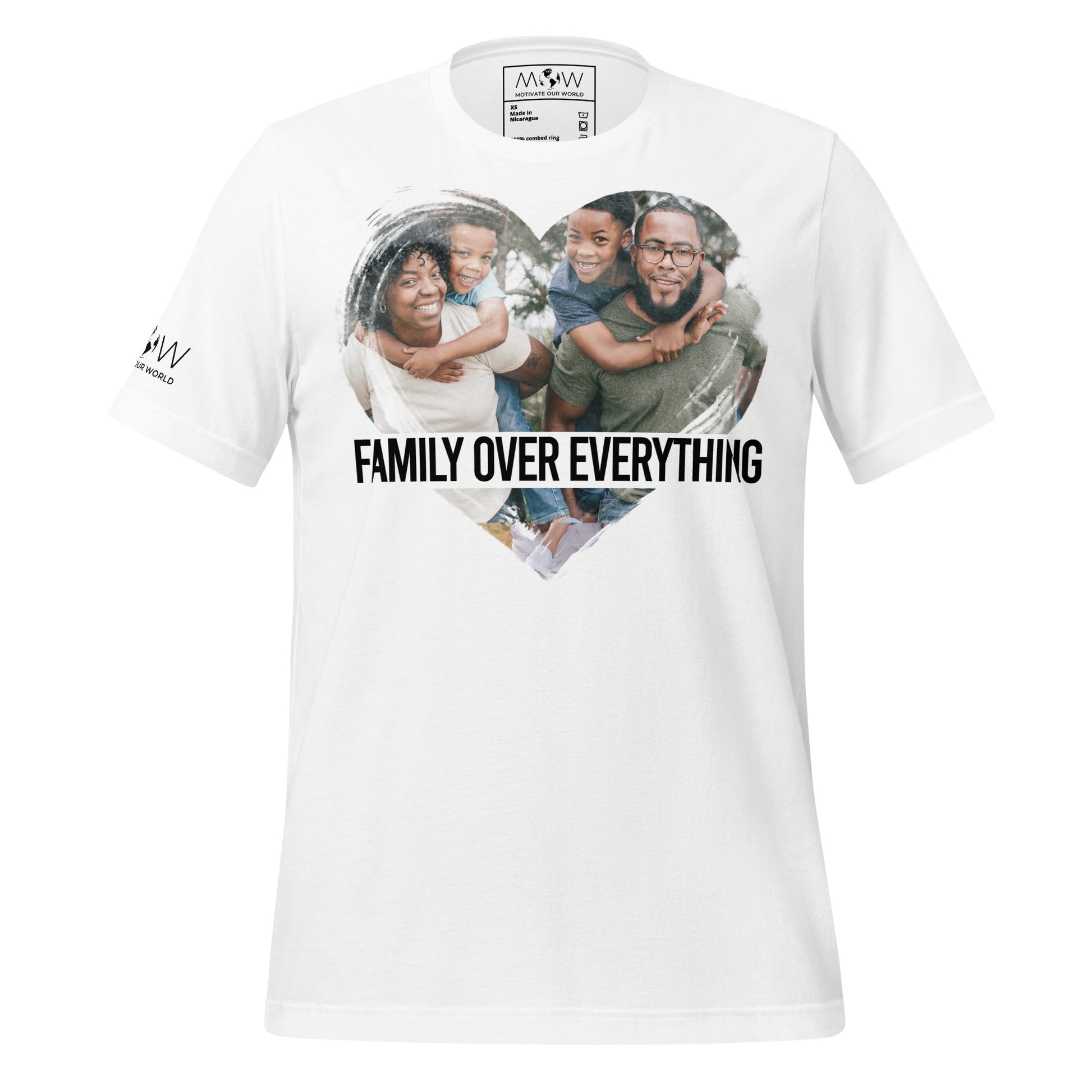 Family Over Everything- Heart Edition White Motivational Men's T-Shirt