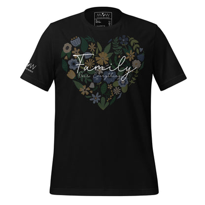 Family Over Everything - Floral Heart Edition Black Motivational Men's T-Shirt