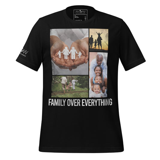 Family Over Everything Collage Black Motivational Men's T-Shirt