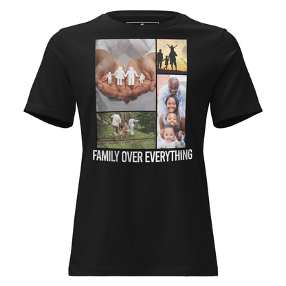 Family Over Everything Collage Black Motivational Women’s T-Shirt