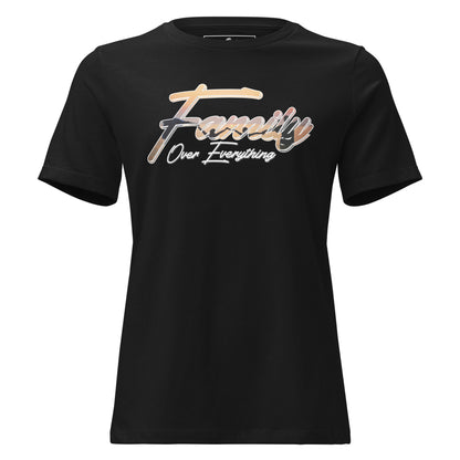 Family Over Everything – Sunset Silhouette Black Motivational Women’s T-Shirt