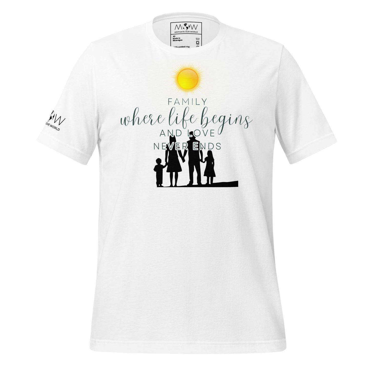 Family: Where Life Begins and Love Never Ends - White Motivational Men's T-Shirt