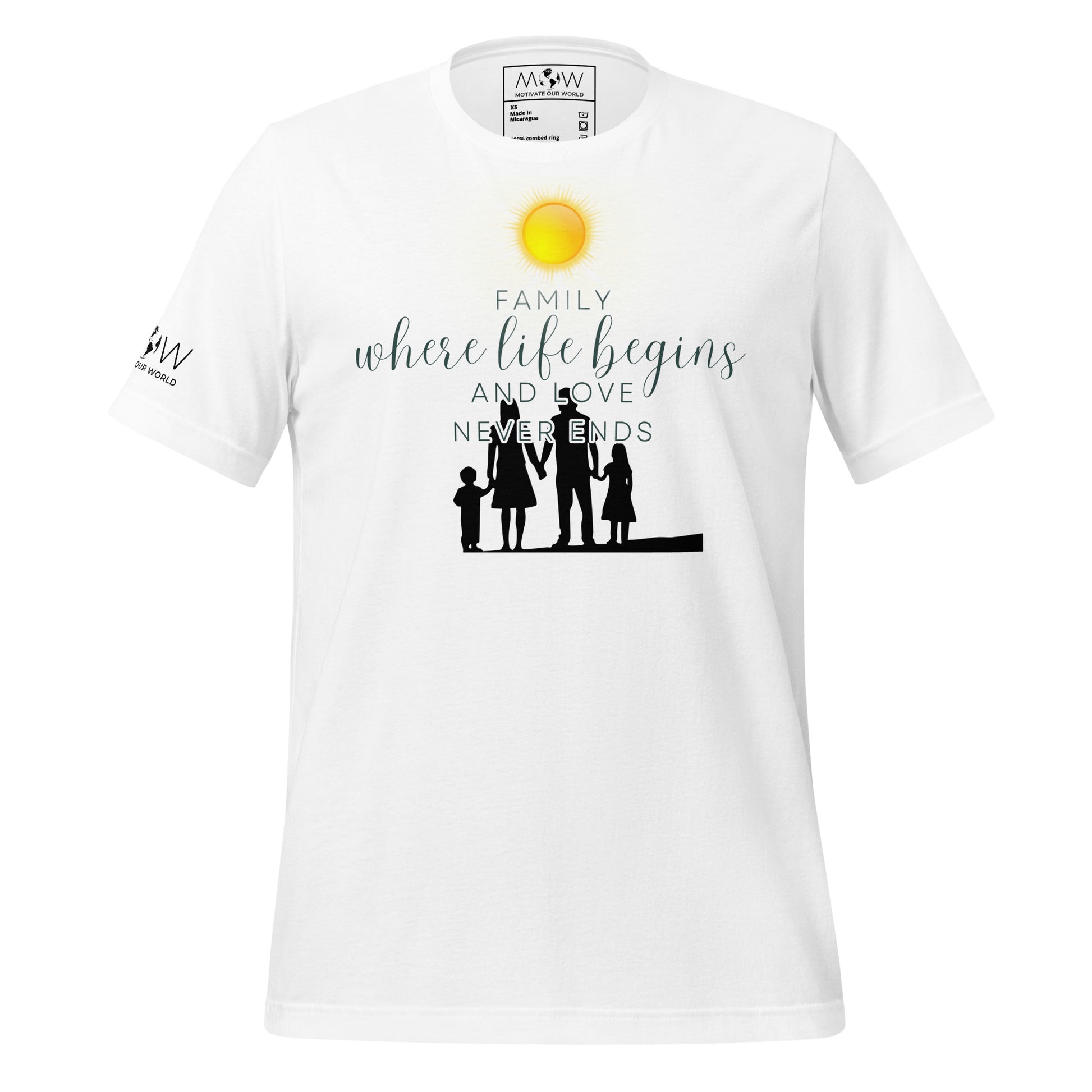Family: Where Life Begins and Love Never Ends - White Motivational Men's T-Shirt