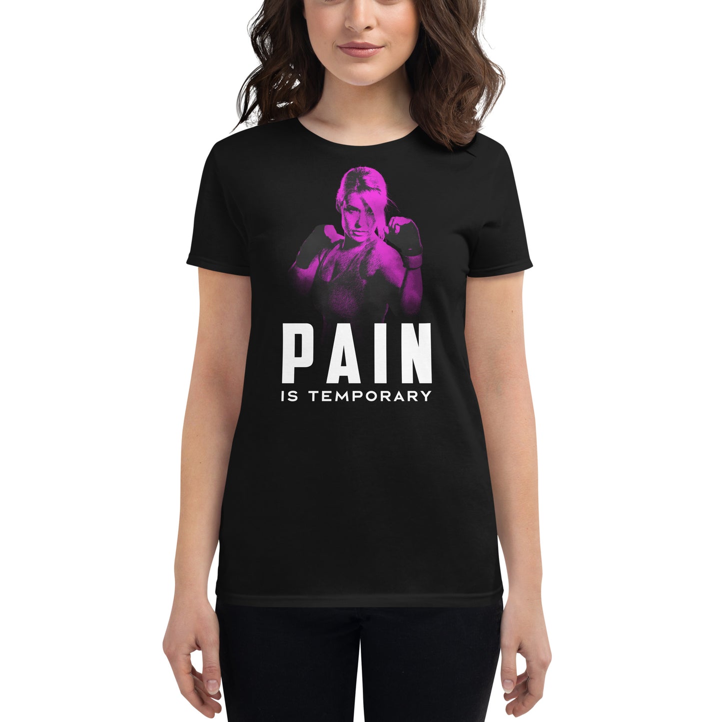 Fight Like a Champion Women’s Motivational Black T-Shirt