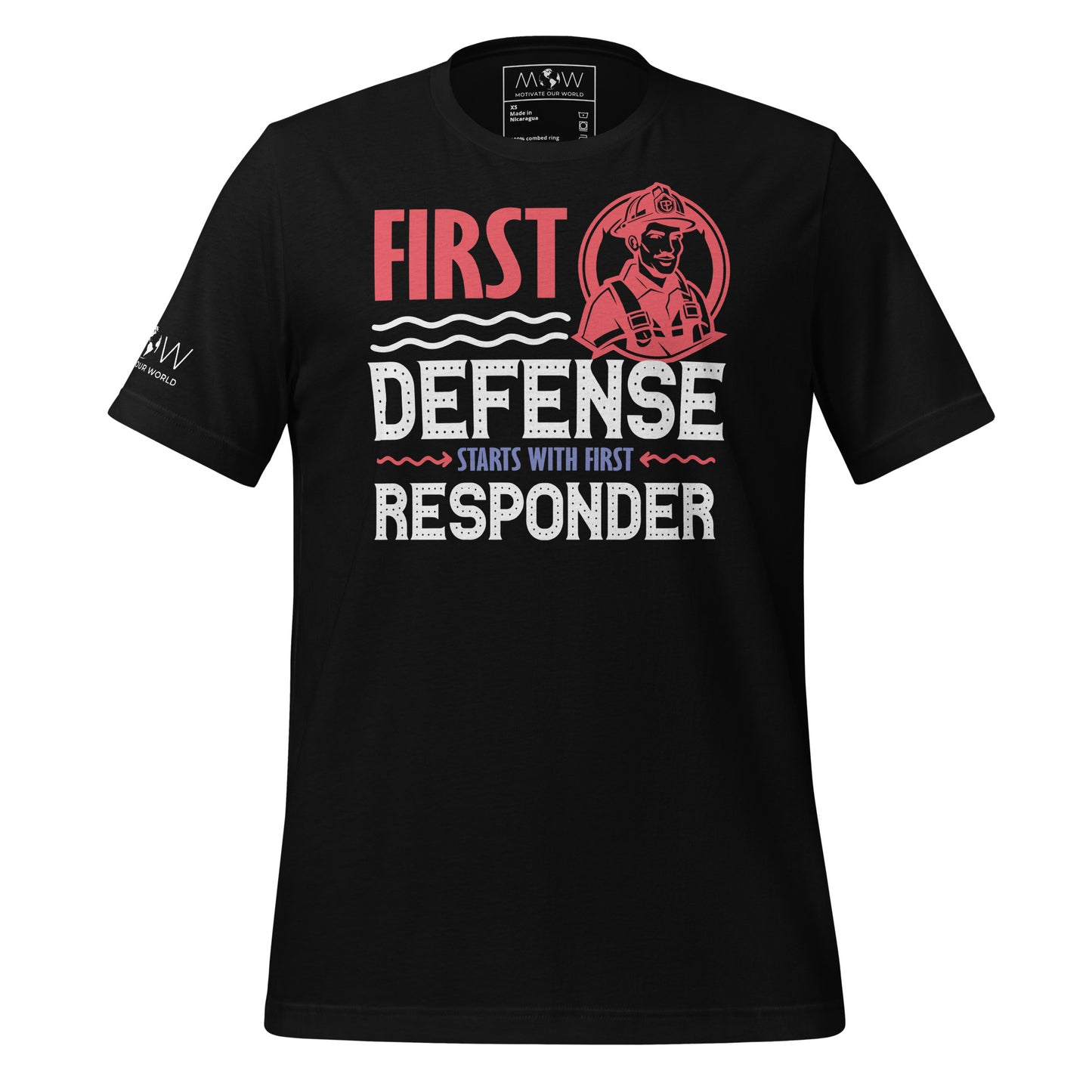 First Defense Starts Black Motivational Men's T-Shirt