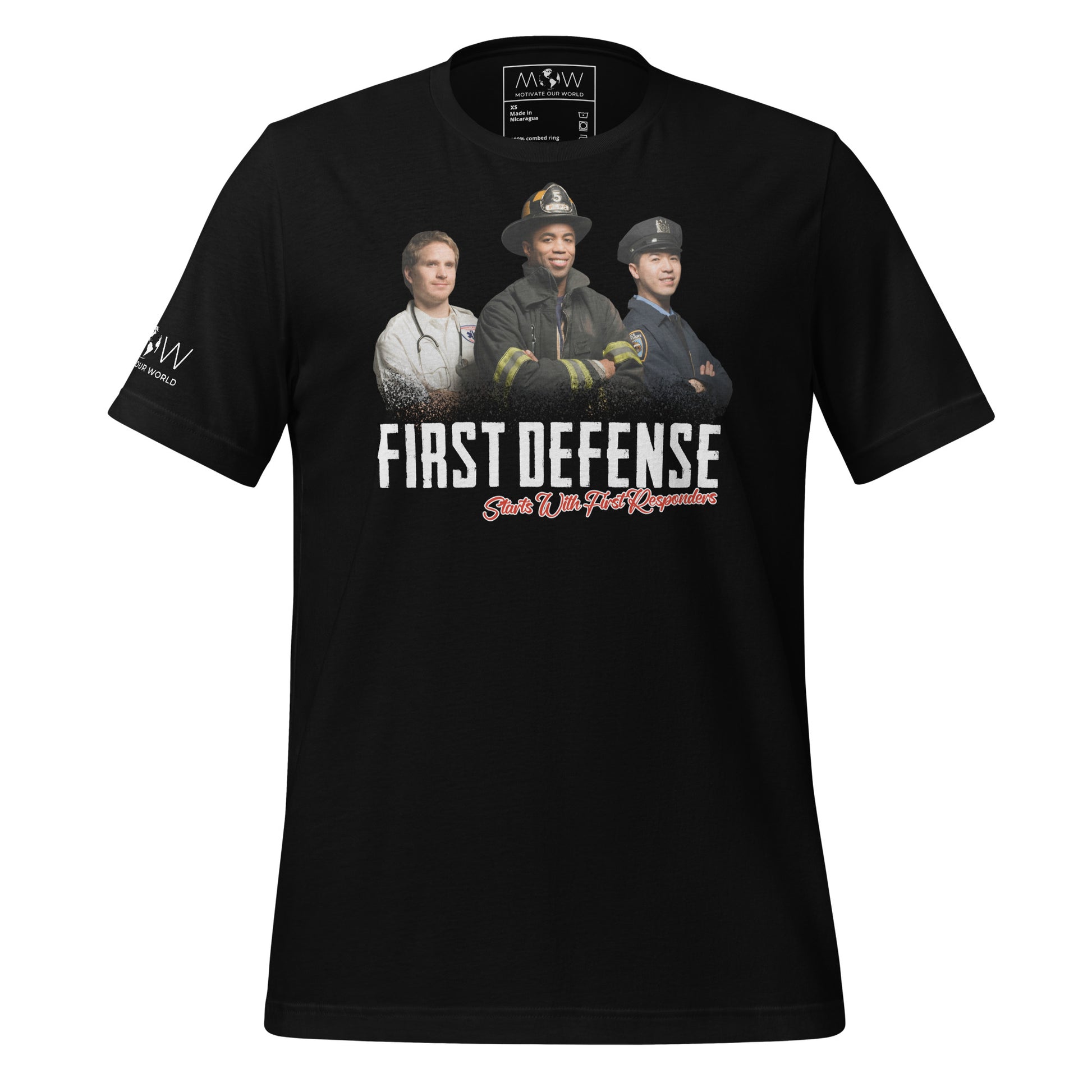 First Defense Starts with First Responders II Black Motivational Men's T-Shirt