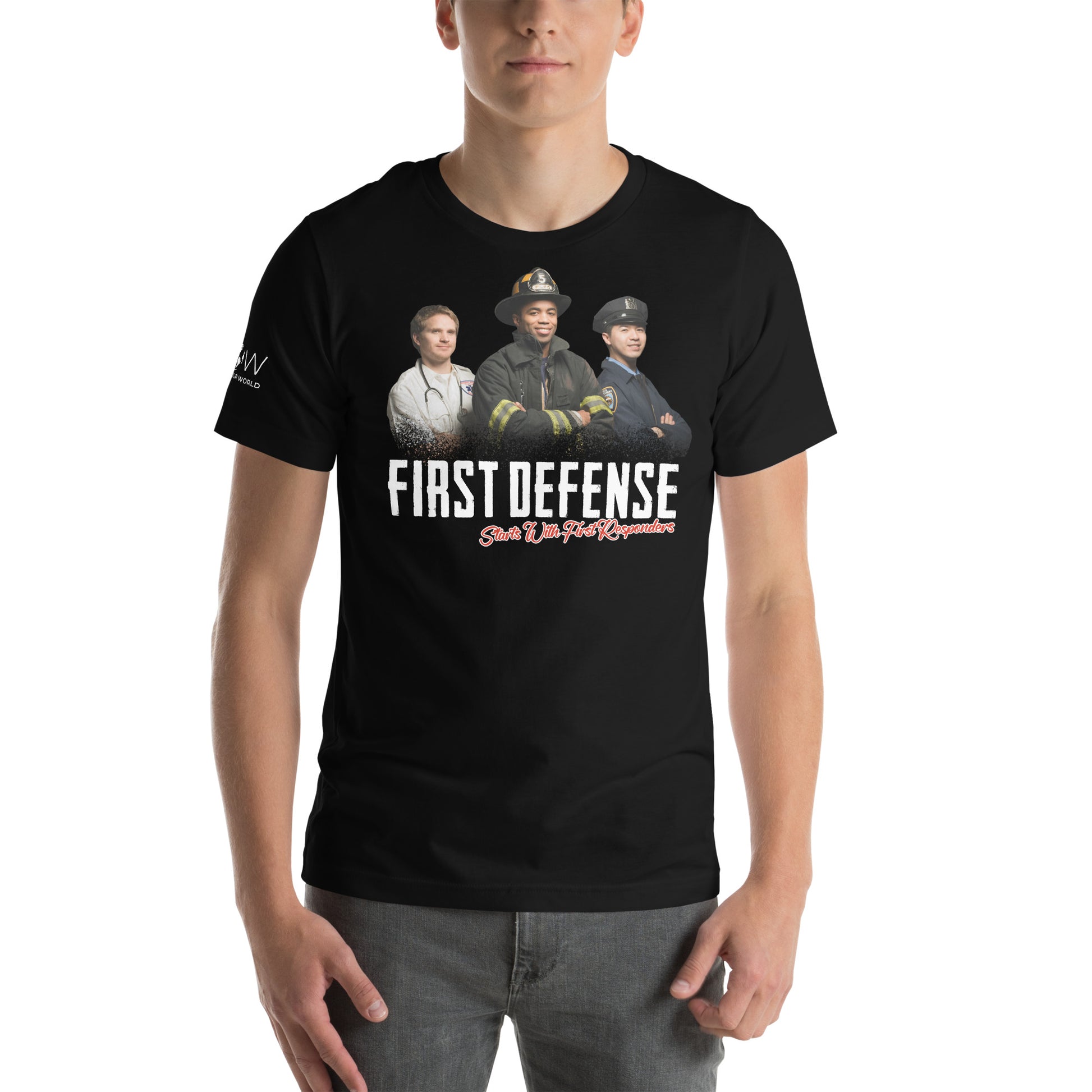 First Defense Starts with First Responders II Black Motivational Men's T-Shirt
