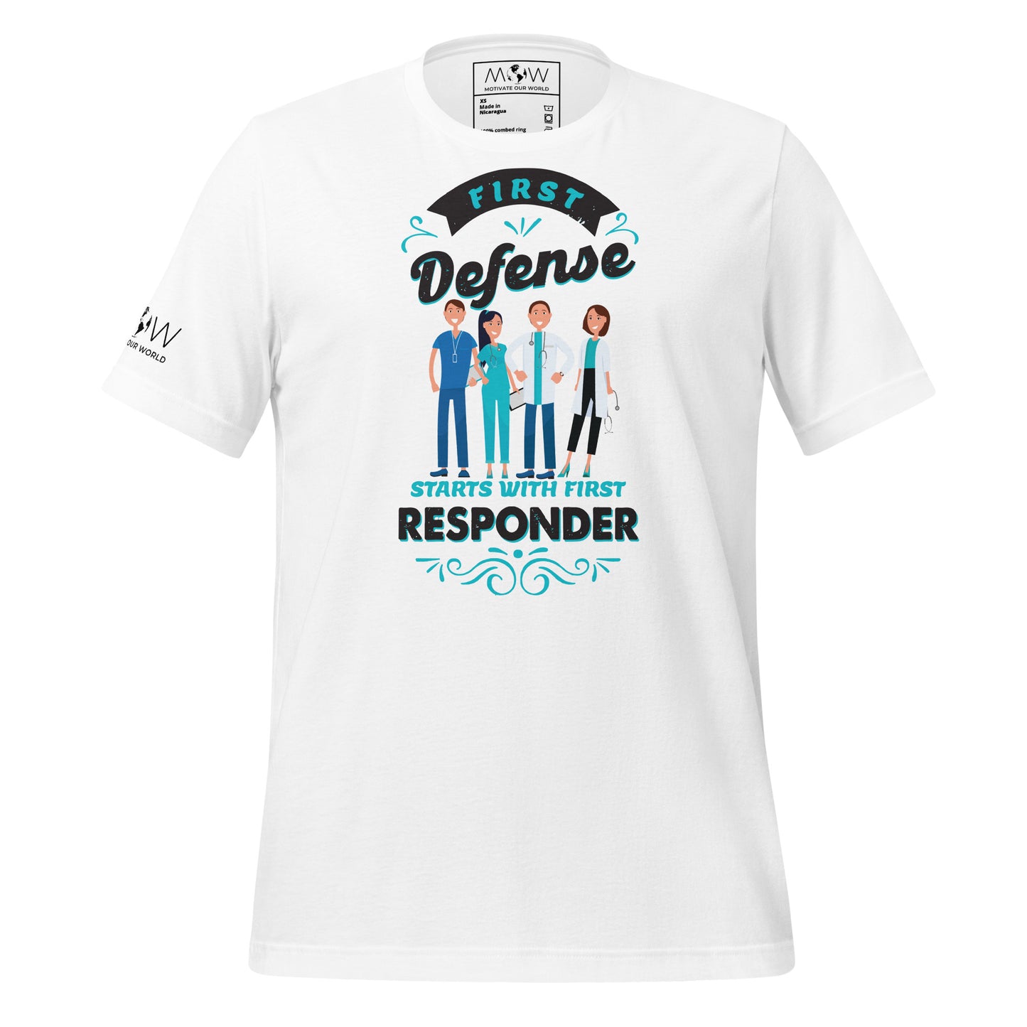 First Defense Starts with White Motivational Men's T-Shirt