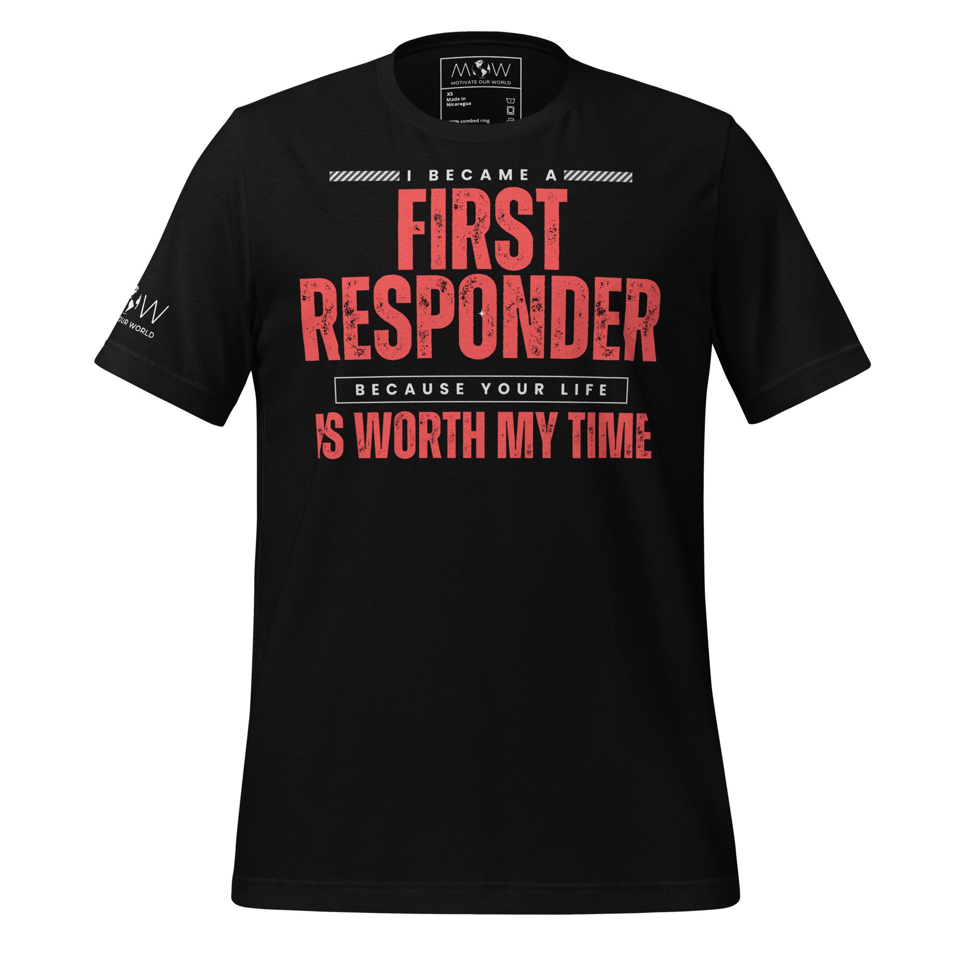 First Responder – Your Life Is Worth My Time Black Motivational Men's T-Shirt