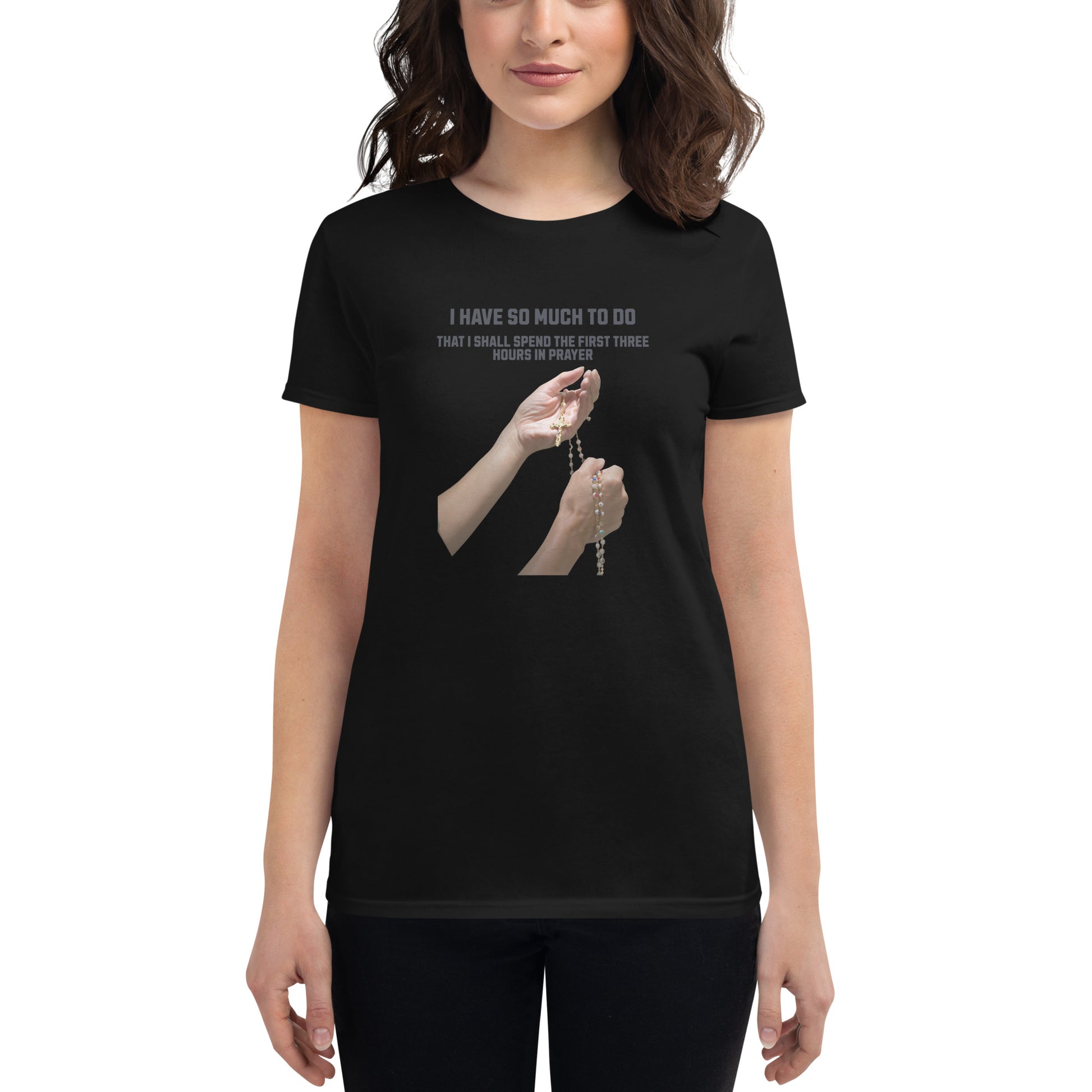 First Three Hours in Prayer Rosary Black s T-Shirt