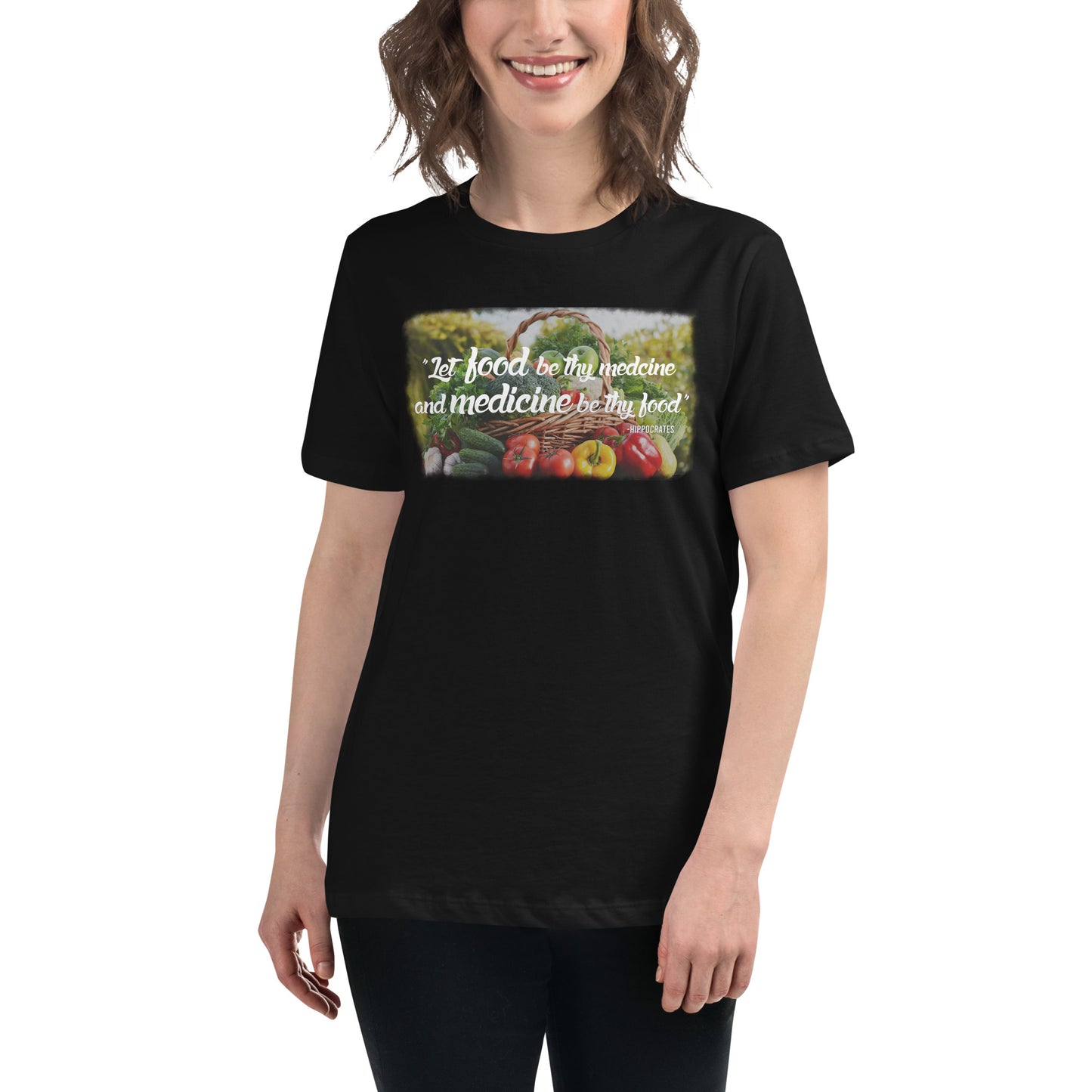 Food is Medicine Black Motivational Women’s T-Shirt Lifestyle