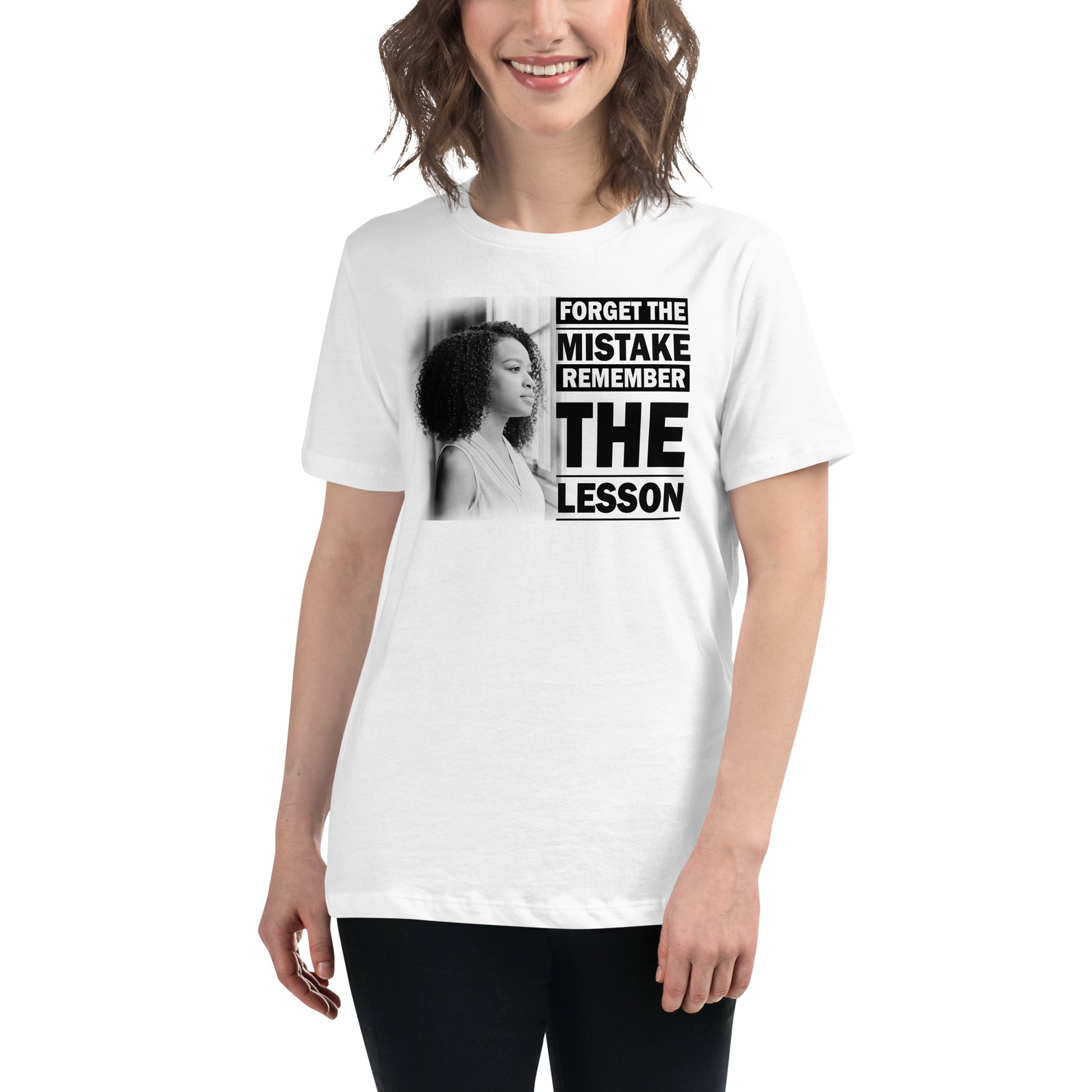 Forget the Mistake, Remember White Motivational Women’s T-Shirt Lifestyle