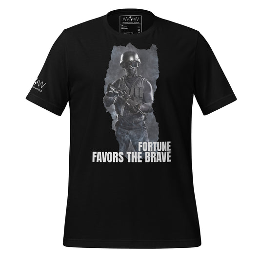 Fortune Favors the Brave III Men's  Motivational Black T-Shirt
