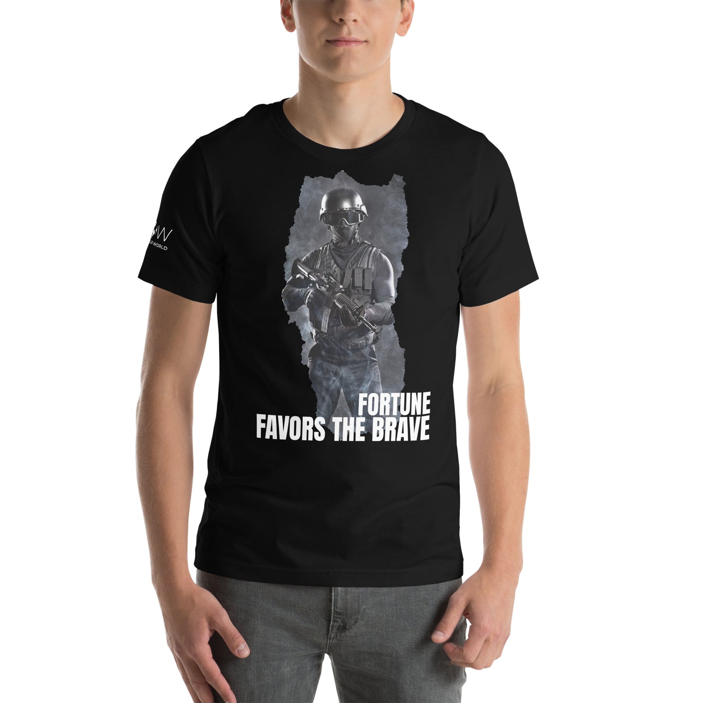 Fortune Favors the Brave III Men's  Motivational Black T-Shirt