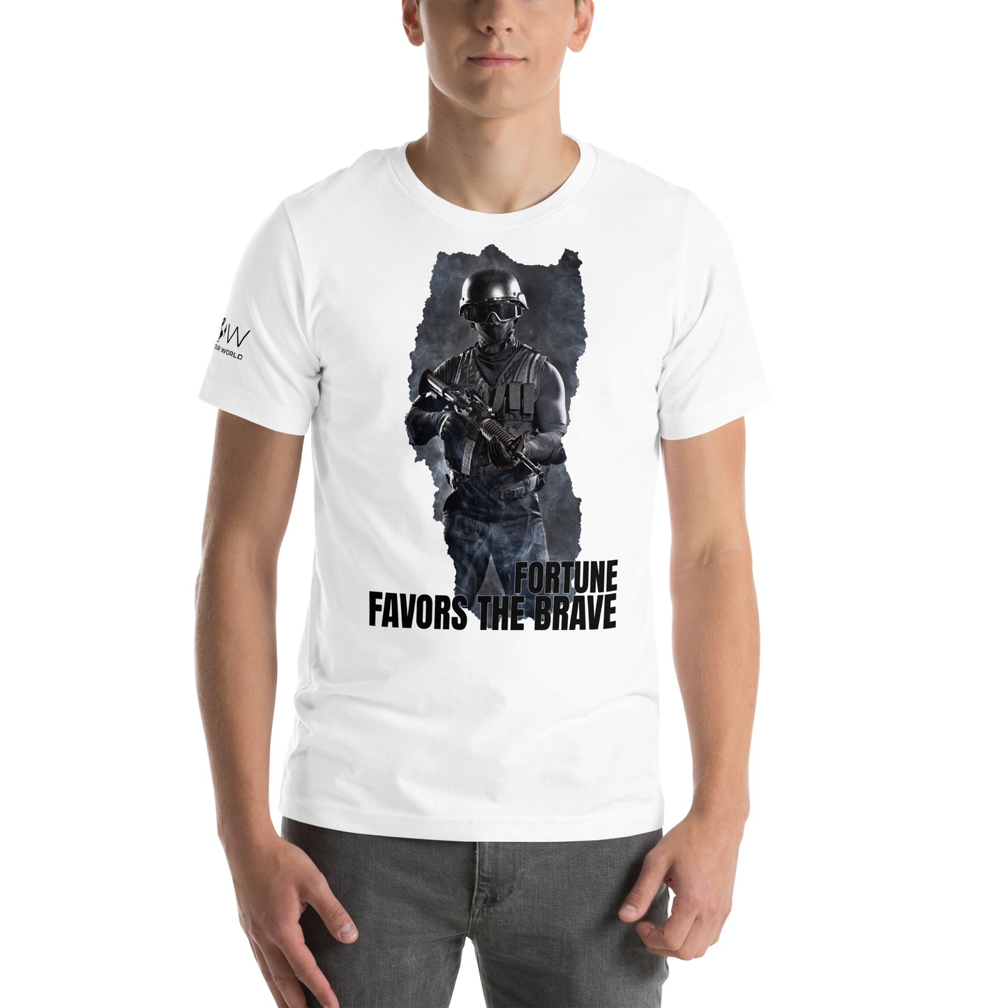 Fortune Favors the Brave III Men's  Motivational White T-Shirt